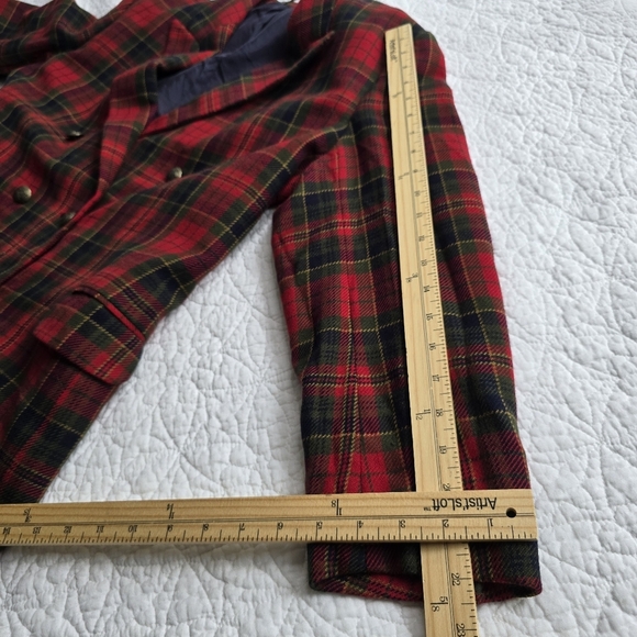 Vintage Tartan Scottish Plaid Double Breasted Blazer Preppy Academia Wool Blazer - Picture 16 of 16